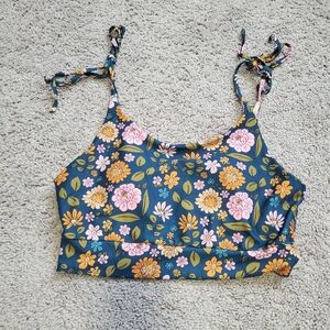 Lime Ricki Floral Swim Top Size Medium